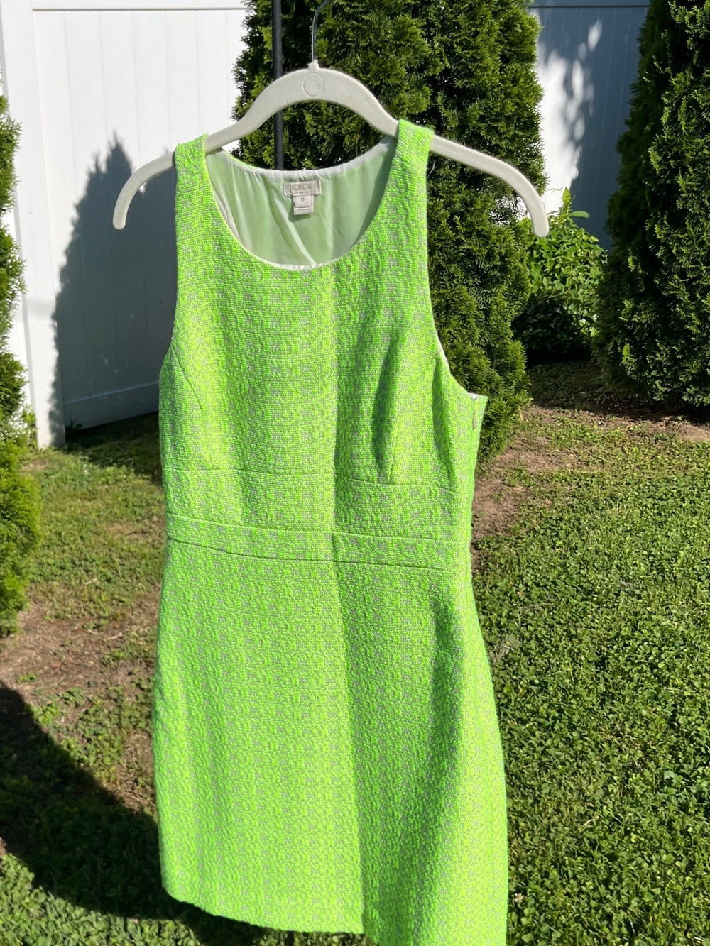 J. Crew Bold Cheerful Neon Lime Sleeveless Sheath Dress